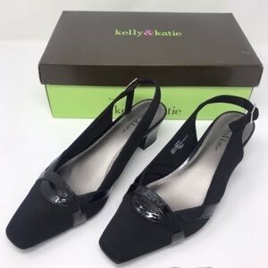 Kelly & Katie black sling back 2" heels